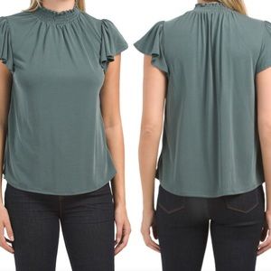 TJ Maxx Green Envelope Mock Neck Knit Top